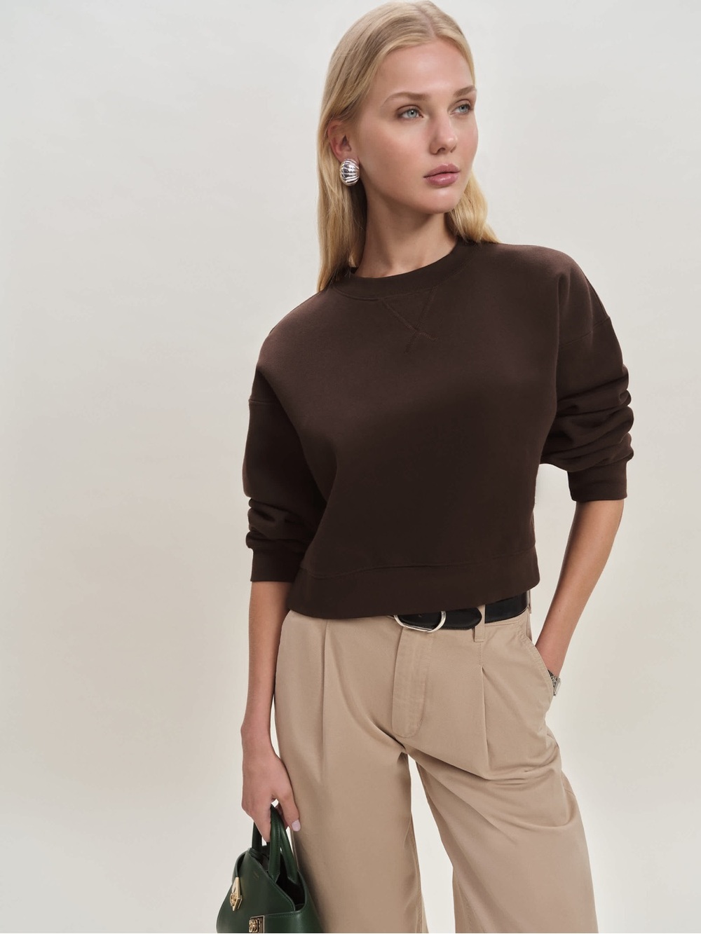 Reformation Grace Cropped Vintage Oversized Crewneck Sweatshirt